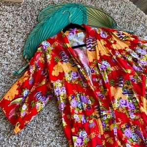 Vintage Red Kimono - 100% Rayon